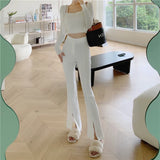 High Waist Slim Casual Wide Leg Split Trousers