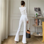 High Waist Slim Casual Wide Leg Split Trousers