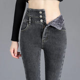 Thermal Winter Thick Fleece High-waist Warm Skinny Jeans