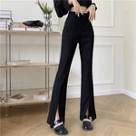 High Waist Slim Casual Wide Leg Split Trousers