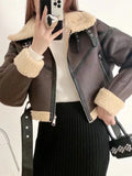 Faux Lamb Leather Fur Short Jacket