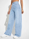 loose Denim wide leg pants