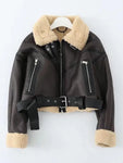 Faux Lamb Leather Fur Short Jacket