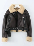 Faux Lamb Leather Fur Short Jacket