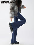 Thin Fleece Sharkskin Micro Flared Pants Leggings