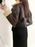 Faux Lamb Leather Fur Short Jacket