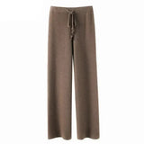 High-waisted Loose Wool Knitted Wide-leg Trousers