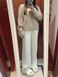 High-waisted Loose Wool Knitted Wide-leg Trousers