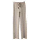 High-waisted Loose Wool Knitted Wide-leg Trousers