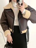 Faux Lamb Leather Fur Short Jacket