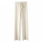 High-waisted Loose Wool Knitted Wide-leg Trousers