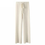 High-waisted Loose Wool Knitted Wide-leg Trousers