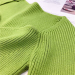 Square Neck Ribbed Thicken Warm Knitted Dresse