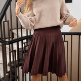 High Waist Knit Dress Solid Color Female Classic Skirt