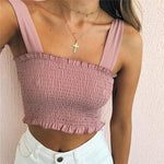 Women Bow Tie Strap Ruched tank Top