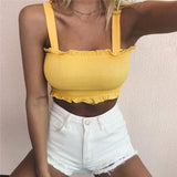 Women Bow Tie Strap Ruched tank Top