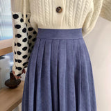 High Waist Pleated Autumn Winter Skirt