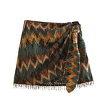 Sarong Beaded Fringe Wrap Vestidos Casual Zip Short Skirt