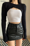 Leather Short High Waisted Skirt