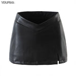 Leather Short High Waisted Skirt