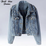 Women White Wash Long Sleeve e Casual Jean Jacket